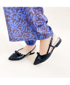 MODE ET JACOMO <carino>グリッターコンビフラットシューズ