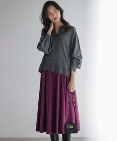 組曲 S 【加藤ローサさん着用】ポロ襟ストレッチニット