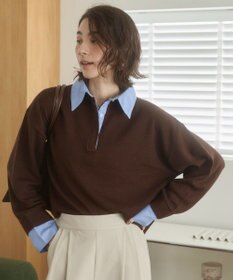 WEGO 【ANGIE VINTAGE】シャツ襟 ドッキング　フェイクレイヤード ニット トップス