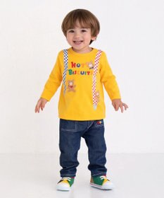 MIKI HOUSE HOT BISCUITS 【80-120cm】サスペンダーだまし絵 長袖Tシャツ