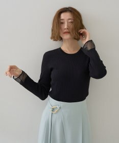 YECCA VECCA 袖口シアーリブニット