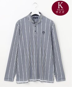 23区GOLF 【キングサイズ】ロゴストライプ 長袖シャツ