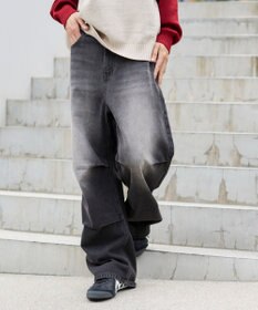 WEGO 【S～Lサイズ展開/ウエスト調整可】パラシュートデニムパンツ