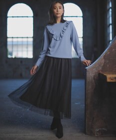 自由区 【洗える】ピュアカシミヤフリルディティール ニット