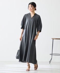 UNFILO 【洗える】リネンレーヨン カフタンワンピース