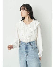 earth music&ecology ラッフルカラーブラウス