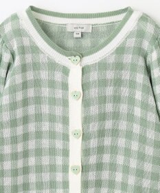 ANY KIDS ギンガム総柄ニット カーディガン