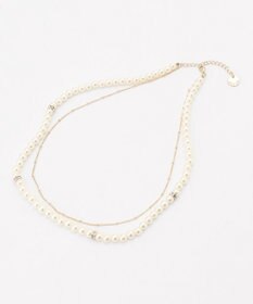 ANY SIS 2連パール調チェーン ネックレス