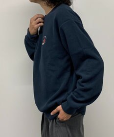 WEGO 【ユニセックス着用ITEM】ワッフルフリースOP刺繍クルートレーナー