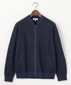 JOSEPH ABBOUD 【イタリア糸×エコ素材・通気性・軽量】スラブギマ×和紙 ニット ブルゾン ネイビー系