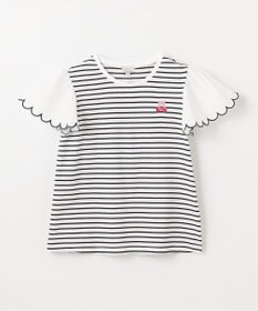 ANY KIDS 袖スカラップ ボーダーTシャツ