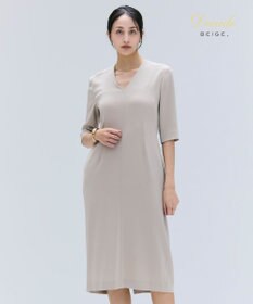 BEIGE， 【洗える】CINDY / Vネックハーフスリーブワンピース