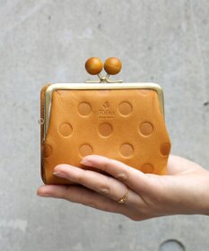 FOLNA RD ドット型押し ウッドボールがま口財布