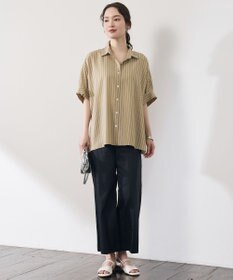 自由区 L 【19号サイズまで展開・カタログ掲載・定番人気・新色追加】コットンサテンクロップド丈ワイドストレート パンツ