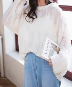 WEGO ケーブルメッシュメランジニット