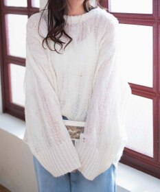 WEGO ケーブルメッシュメランジニット