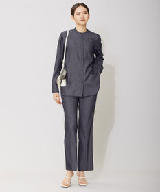 ICB 【洗える】リアクティブソフトデニム バンドカラーシャツ