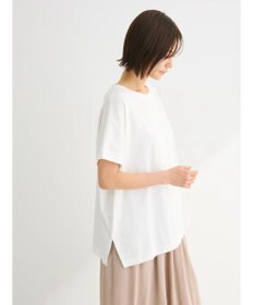 Green Parks インド綿 フレンチスリーブ前後差カットプルオーバー