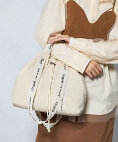 style code 【Ungrid/アングリッド】撥水.軽量ソフトナイロン　ロゴテープ 牛革ハンドル　2WAY 巾着トートバッグ