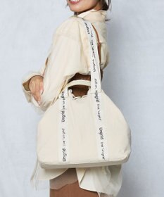 style code 【Ungrid/アングリッド】撥水.軽量ソフトナイロン　ロゴテープ 牛革ハンドル　2WAY 巾着トートバッグ