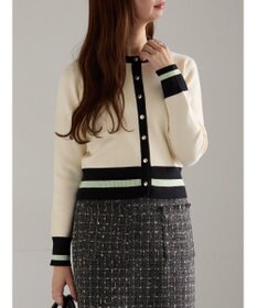 Te chichi バイカラークラシカルカーディガン