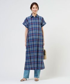 J.PRESS LADIES S コットンリネン Light マドラスチェック シャツ ワンピース