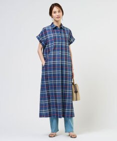 J.PRESS LADIES S コットンリネン Light マドラスチェック シャツ ワンピース