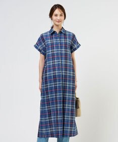 J.PRESS LADIES S コットンリネン Light マドラスチェック シャツ ワンピース