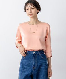 23区 【洗える】サテン ロングスリーブ Tシャツ ライトオレンジ系