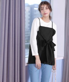 Tiaclasse 【洗える】リボンキャミドッキングカットソートップス