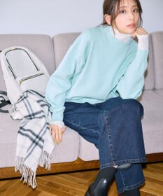 ANY L ウール混リブタートルネックカットソー