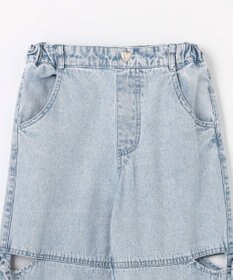 ANY KIDS サイドスリット リボンワイドデニムパンツ