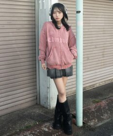 WEGO 【ユニセックス着用ITEM】ブリーチニットグラフィックZIPパーカー