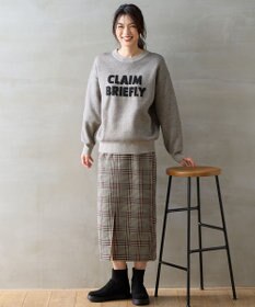 ANY L 【手洗い可/ウエストゴム/裏起毛】チェックボンディングタイトスカート