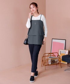 Tiaclasse 【洗える】リボンキャミドッキングカットソートップス