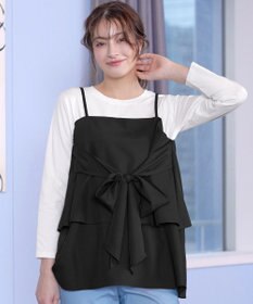 Tiaclasse 【洗える】リボンキャミドッキングカットソートップス
