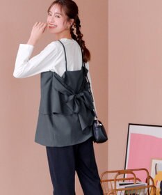 Tiaclasse 【洗える】リボンキャミドッキングカットソートップス