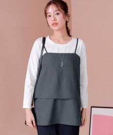 Tiaclasse 【洗える】リボンキャミドッキングカットソートップス