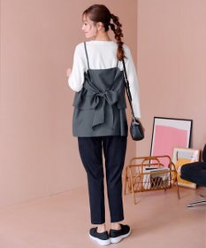 Tiaclasse 【洗える】リボンキャミドッキングカットソートップス