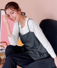 Tiaclasse 【洗える】リボンキャミドッキングカットソートップス