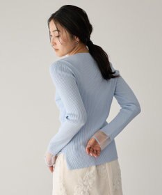YECCA VECCA 袖口シアーリブニット