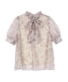 earth music&ecology フラワー柄シアーパフブラウス