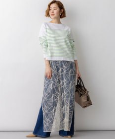 23区 Armo-lux パネルボーダー クロップド カットソー