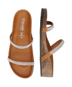 INTER-CHAUSSURES 【ITALIAN SHOEMAKERS】ラインストーンダブルストラップサンダル