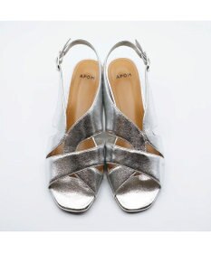 APOM モールドウエッジアシンメトリースリングバックサンダル45