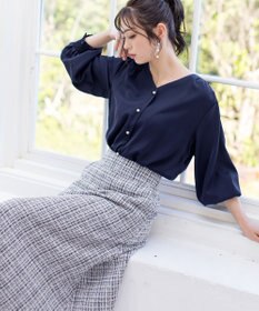 Tiaclasse 【洗える】大人華やかなツイードフレアスカート