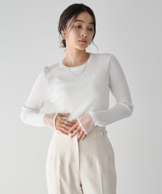 YECCA VECCA 袖口シアーリブニット