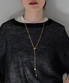 Phoebe 【長さ調整可能】Y字ネックレス/2wayアレンジパールラリエットネックレス ゴールド