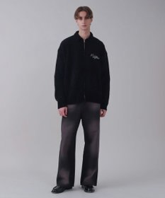 WEGO 【ユニセックス着用ITEM】ベロアモールワンポイントZIPカーディガン