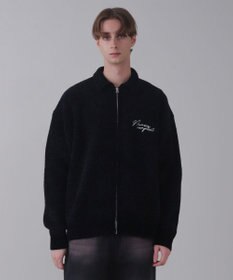 WEGO 【ユニセックス着用ITEM】ベロアモールワンポイントZIPカーディガン